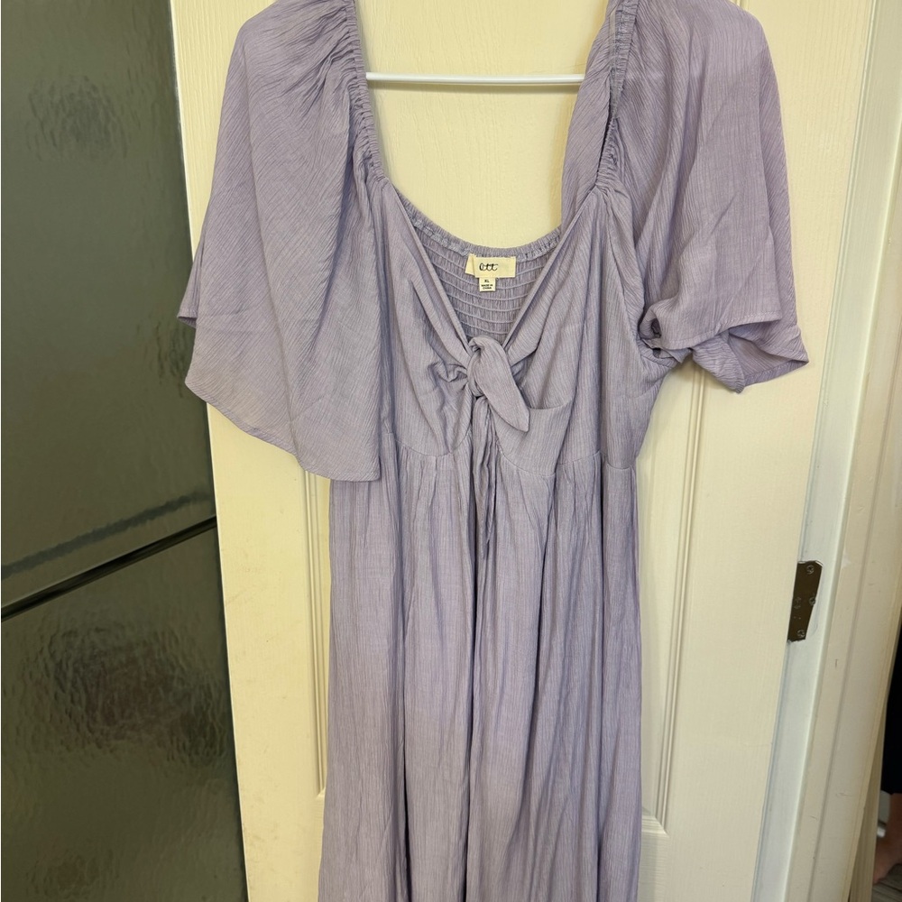 Pinkblush Purple Ruched Midi Sundress with Flutter Sleeves